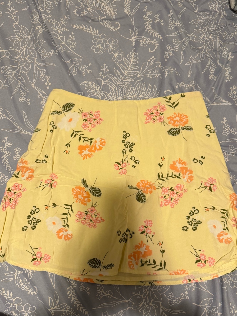 Abound Pale Yellow Skirt with Subtle Print
